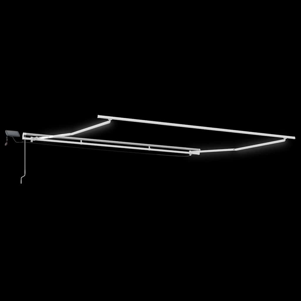 Markisenrahmen mit LED-Lichtleisten Weiß 400 x 350 cm Aluminium