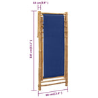Liegestuhl Bambus und Canvas Marineblau