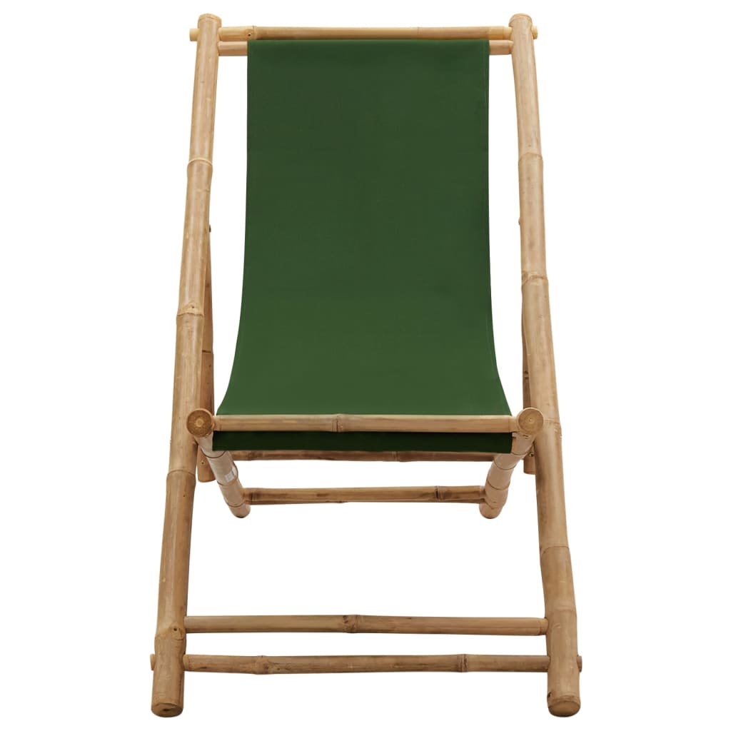 Liegestuhl Bambus und Canvas Grün