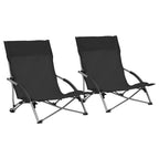 Klappbare Strandstühle 2 Stk. Schwarz Stoff