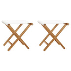 Klappstühle 2 Stk. Teak Massivholz und Stoff Cremeweiß