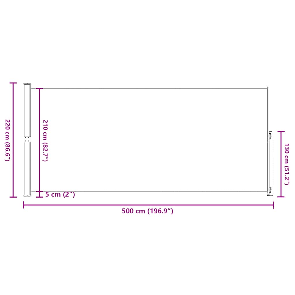 Seitenmarkise Ausziehbar 220x500 cm Schwarz