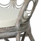 Esszimmerstuhl mit Kissen Grau Natur Rattan Leinen