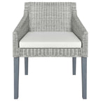 Esszimmerstühle mit Kissen 2 Stk. Grau Natur Rattan