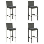 Garten-Barhocker mit Kissen 4 Stk. Grau Poly Rattan