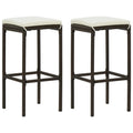 Barhocker mit Kissen 2 Stk. Braun Poly Rattan