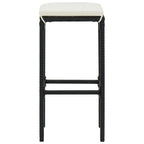Barhocker mit Kissen 3 Stk. Schwarz Poly Rattan