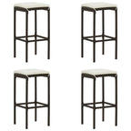 Barhocker mit Kissen 4 Stk. Braun Poly Rattan
