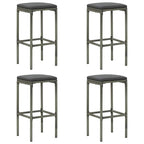 Barhocker mit Kissen 4 Stk. Grau Poly Rattan