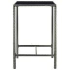 Garten-Bartisch Grau 70x70x110 cm Poly Rattan und Glas