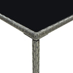 Garten-Bartisch Grau 70x70x110 cm Poly Rattan und Glas
