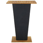 Bartisch Schwarz 80x80x110 cm Poly Rattan und Massivholz Akazie