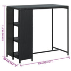 Bartisch mit Regal Schwarz 120x60x110 cm Poly Rattan