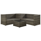 4-tlg. Garten-Lounge-Set mit Kissen Poly Rattan Grau