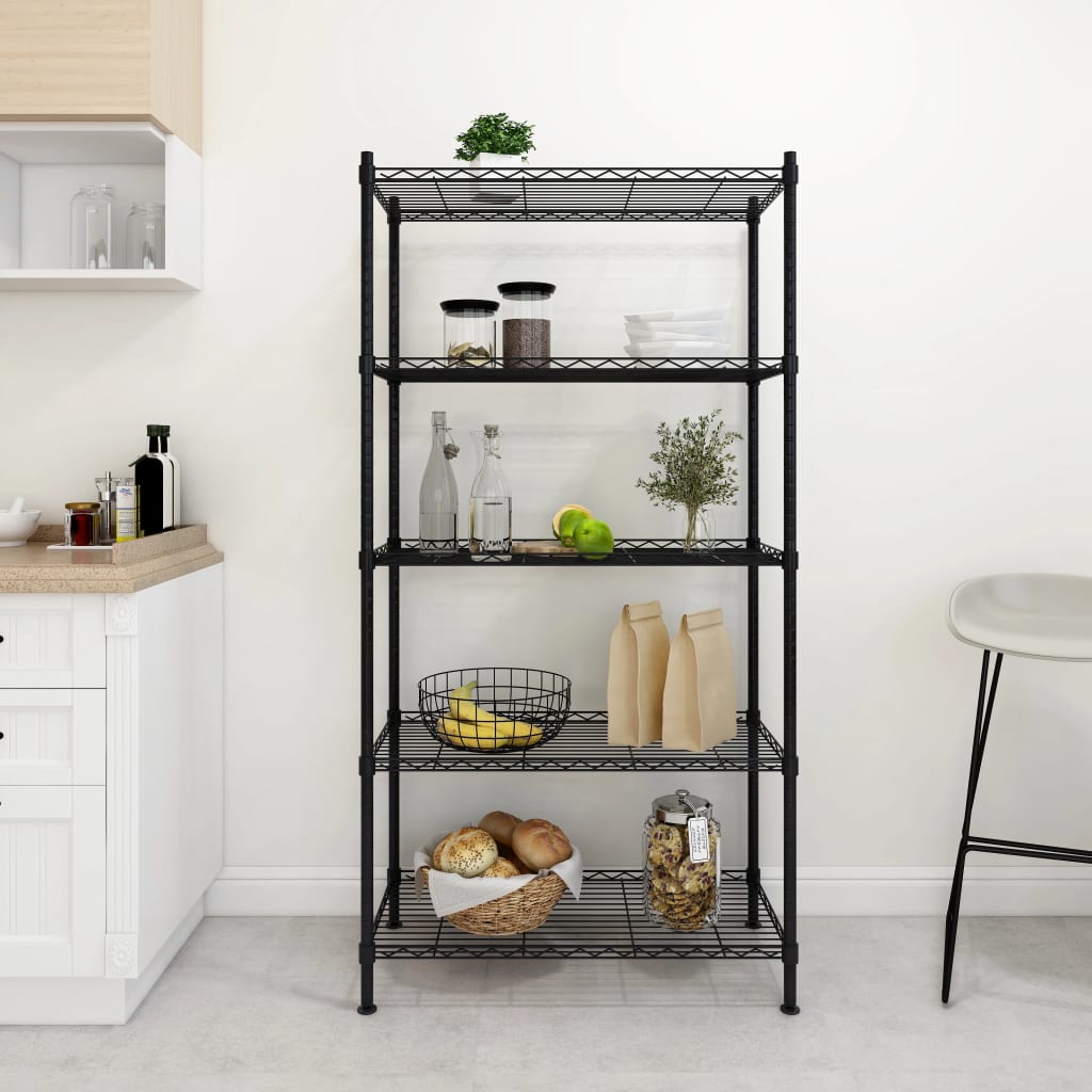 Lagerregal mit 5 Böden 90x35x180 cm Schwarz 250 kg