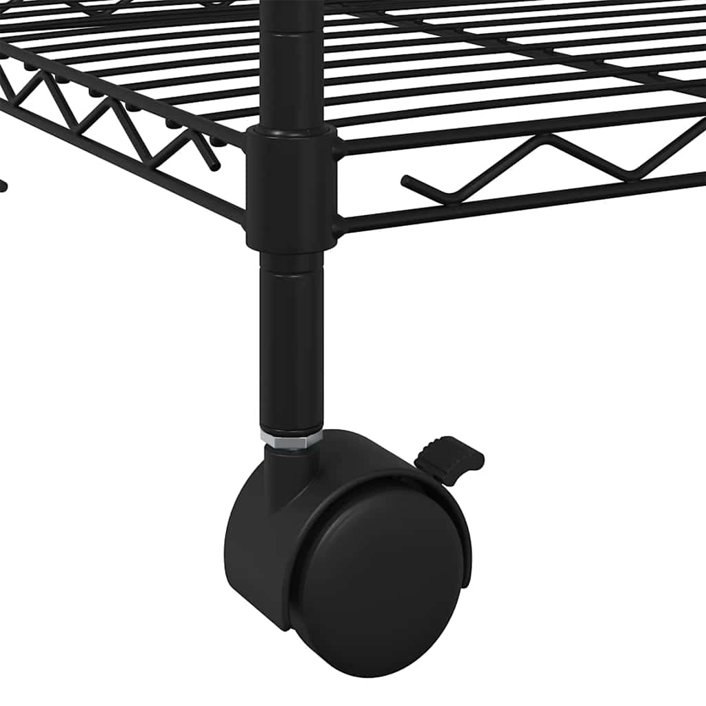 Lagerregal mit 3 Böden und Rollen 60x35x81 cm Schwarz 150 kg