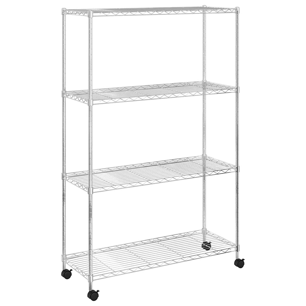 Lagerregal mit 4 Böden und Rollen 90x35x142 cm Chrome 200 kg