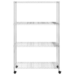 Lagerregal mit 4 Böden und Rollen 90x35x142 cm Chrome 200 kg