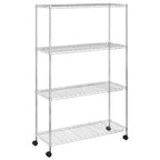 Lagerregal mit 4 Böden und Rollen 90x35x142 cm Chrome 200 kg
