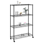 Lagerregal mit 4 Böden und Rollen 90x35x142 cm Schwarz 200 kg
