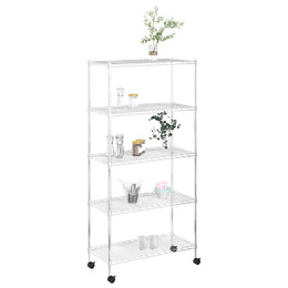 Lagerregal mit 5 Böden und Rollen 75x35x155 cm Chrom 250 kg