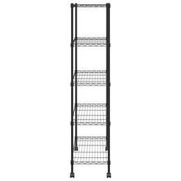 Lagerregal mit 5 Böden und Rollen 75x35x155 cm Schwarz 250 kg
