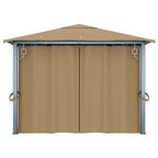 Pavillon mit Vorhang 400x300 cm Taupe Aluminium