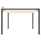 Pergola mit Lamellendach 3x3 m Creme Stoff und Aluminium