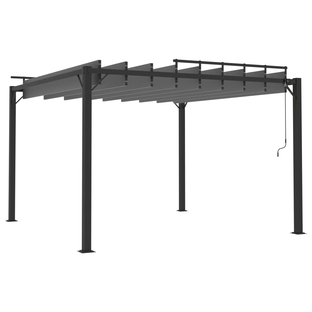 Pergola mit Lamellendach 3x3 m Anthrazit Stoff und Aluminium