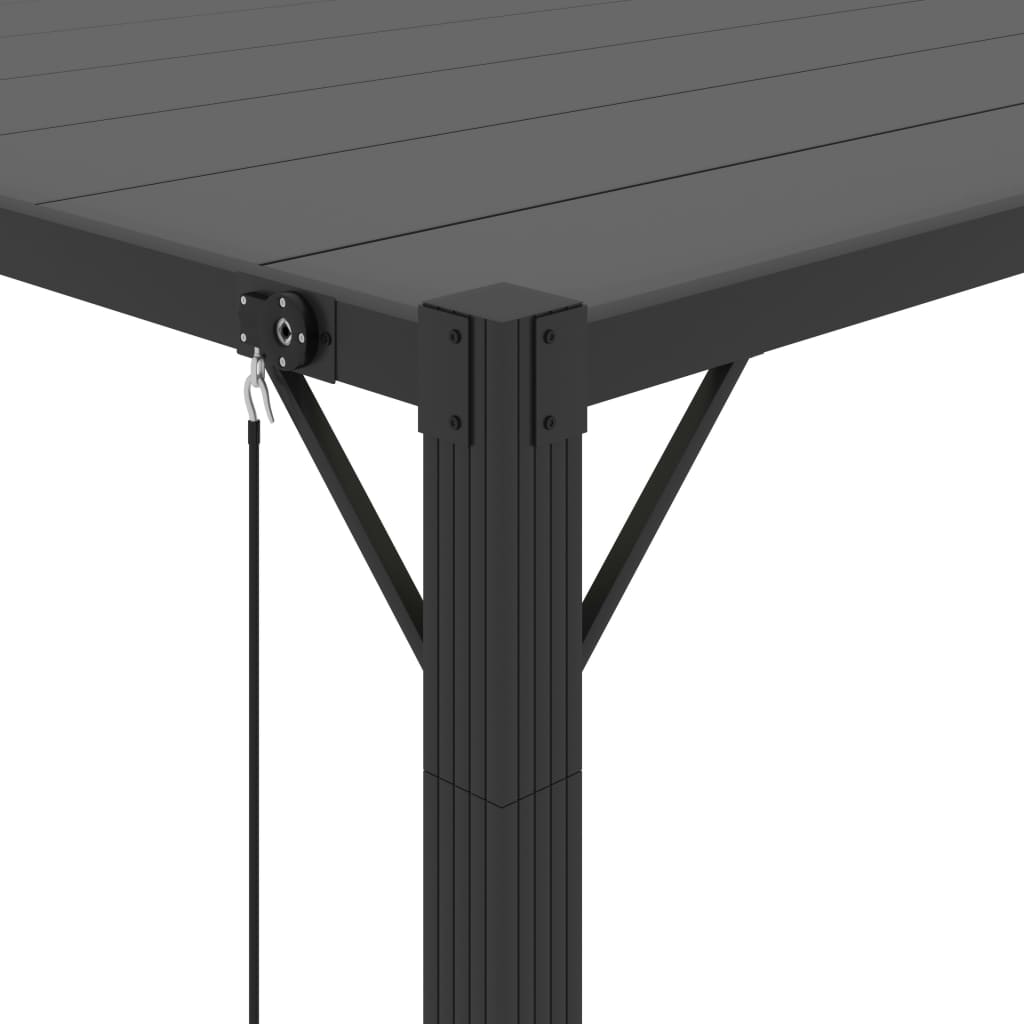 Pergola mit Lamellendach 3x3 m Anthrazit Stoff und Aluminium