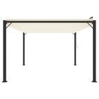 Pergola mit Lamellendach 3x4 m Creme Stoff und Aluminium