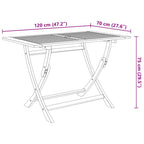 Klappbarer Gartentisch 120x70x75 cm Massivholz Akazie