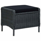 Gartensessel Verstellbar mit Fußhocker Poly-Rattan Dunkelgrau