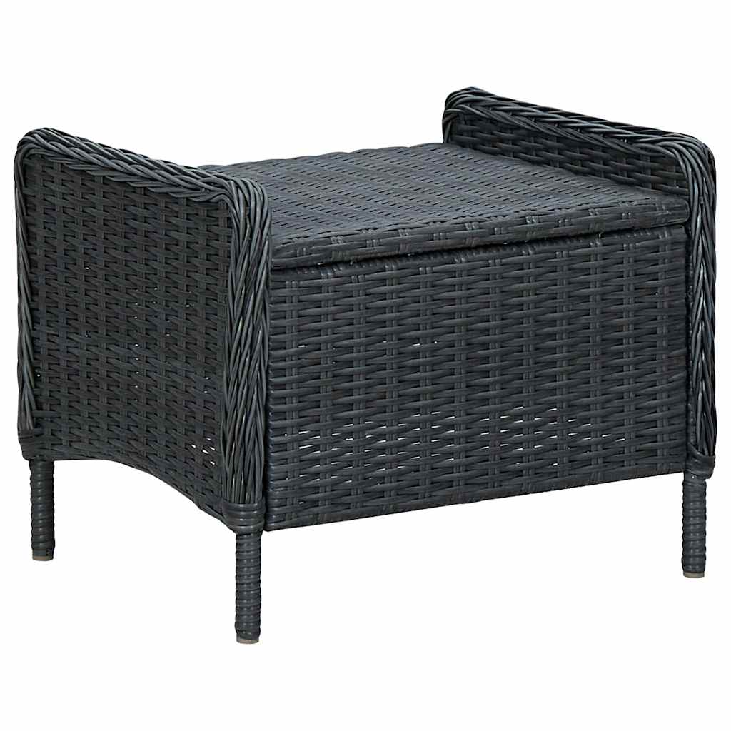 Gartensessel Verstellbar mit Fußhocker Poly-Rattan Dunkelgrau