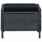 Gartensessel Verstellbar mit Fußhocker Poly-Rattan Dunkelgrau
