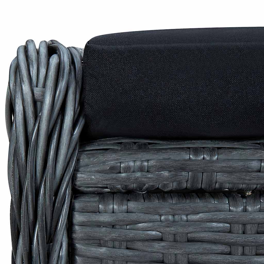 Gartensessel Verstellbar mit Fußhocker Poly-Rattan Dunkelgrau
