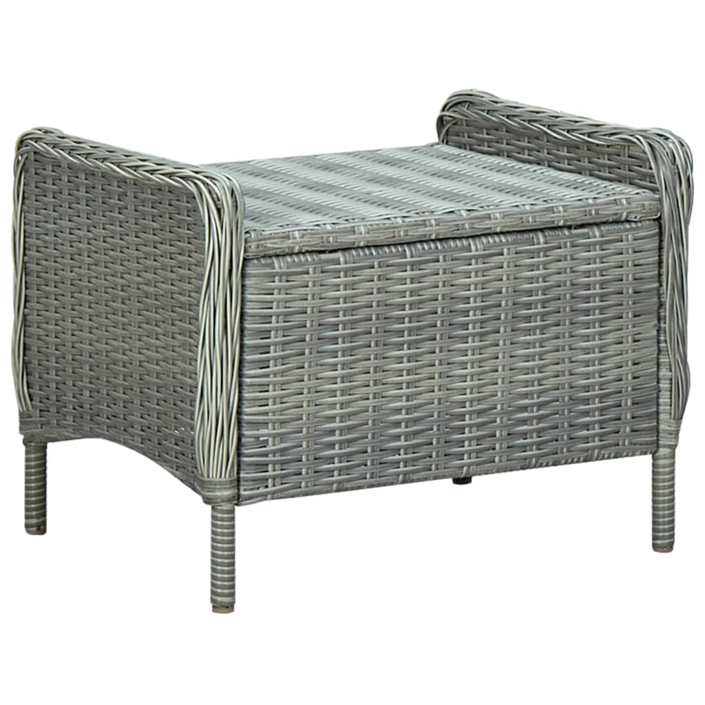 Verstellbarer Gartensessel mit Fußhocker Poly Rattan Hellgrau