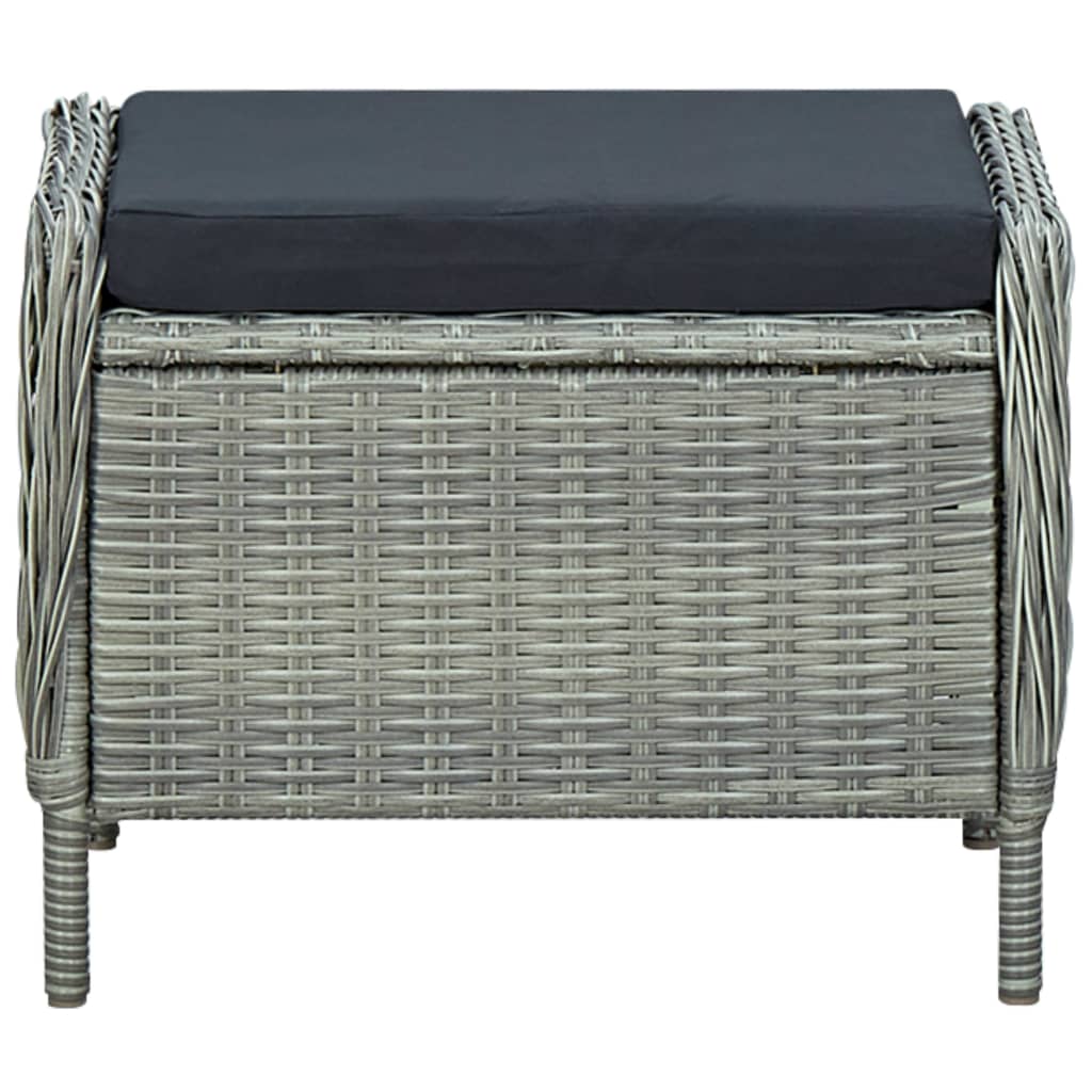 Verstellbarer Gartensessel mit Fußhocker Poly Rattan Hellgrau