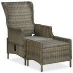 Verstellbarer Gartensessel mit Fußhocker Poly Rattan Braun