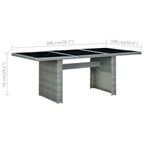 Gartentisch Hellgrau Poly Rattan und Hartglas