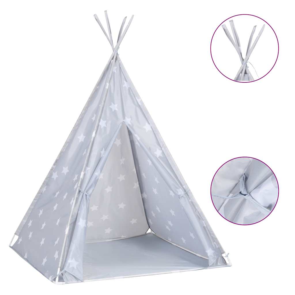 Kinder Tipi-Zelt mit Tasche Polyester Grau 115x115x160 cm