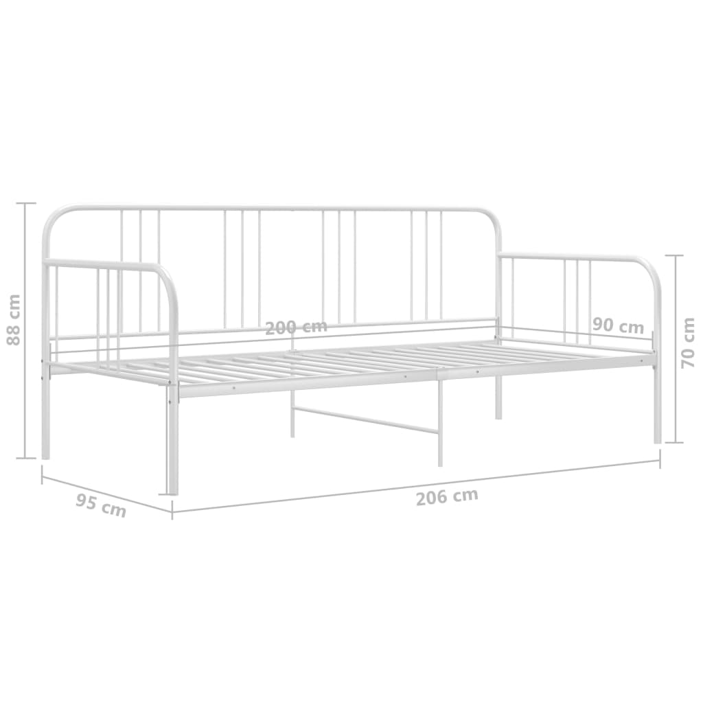 Schlafsofa Bettgestell Weiß Metall 90x200 cm