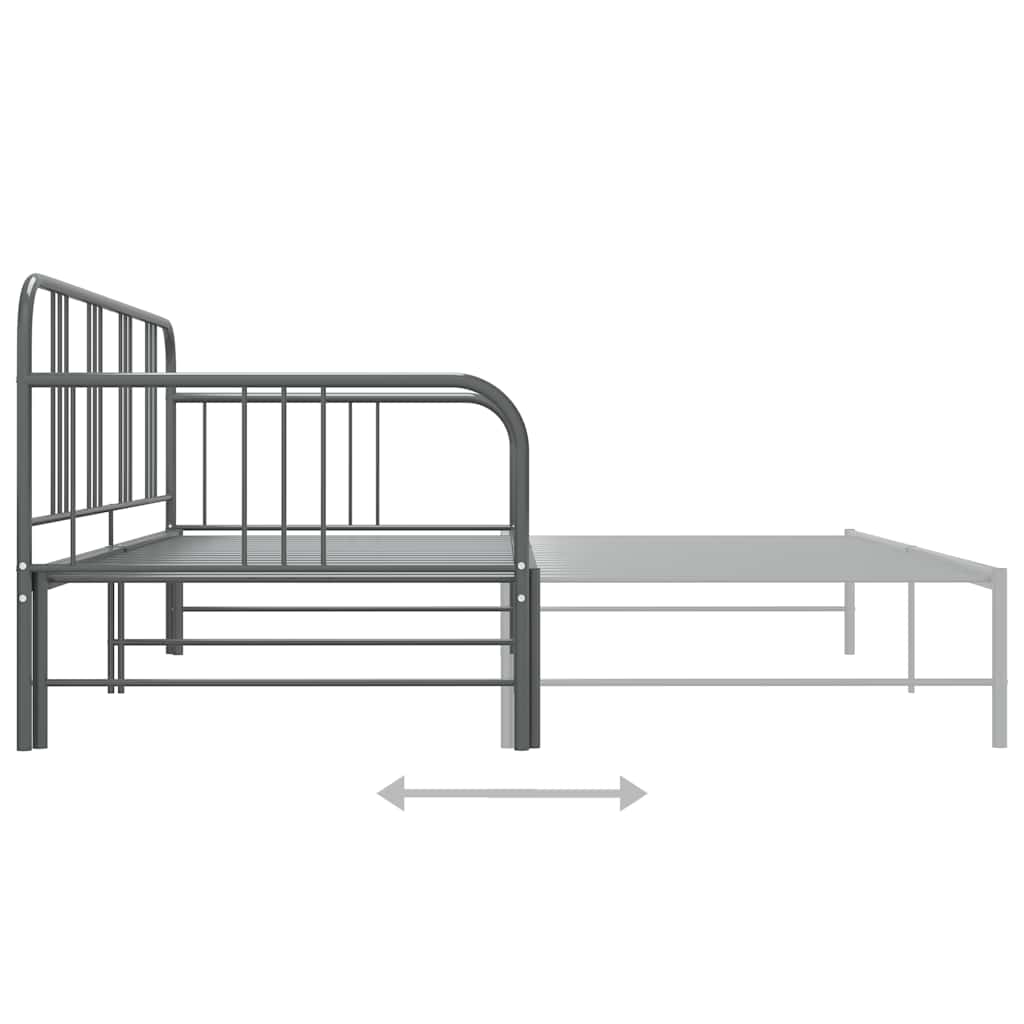 Ausziehsofa Bettgestell Grau Metall 90x200 cm