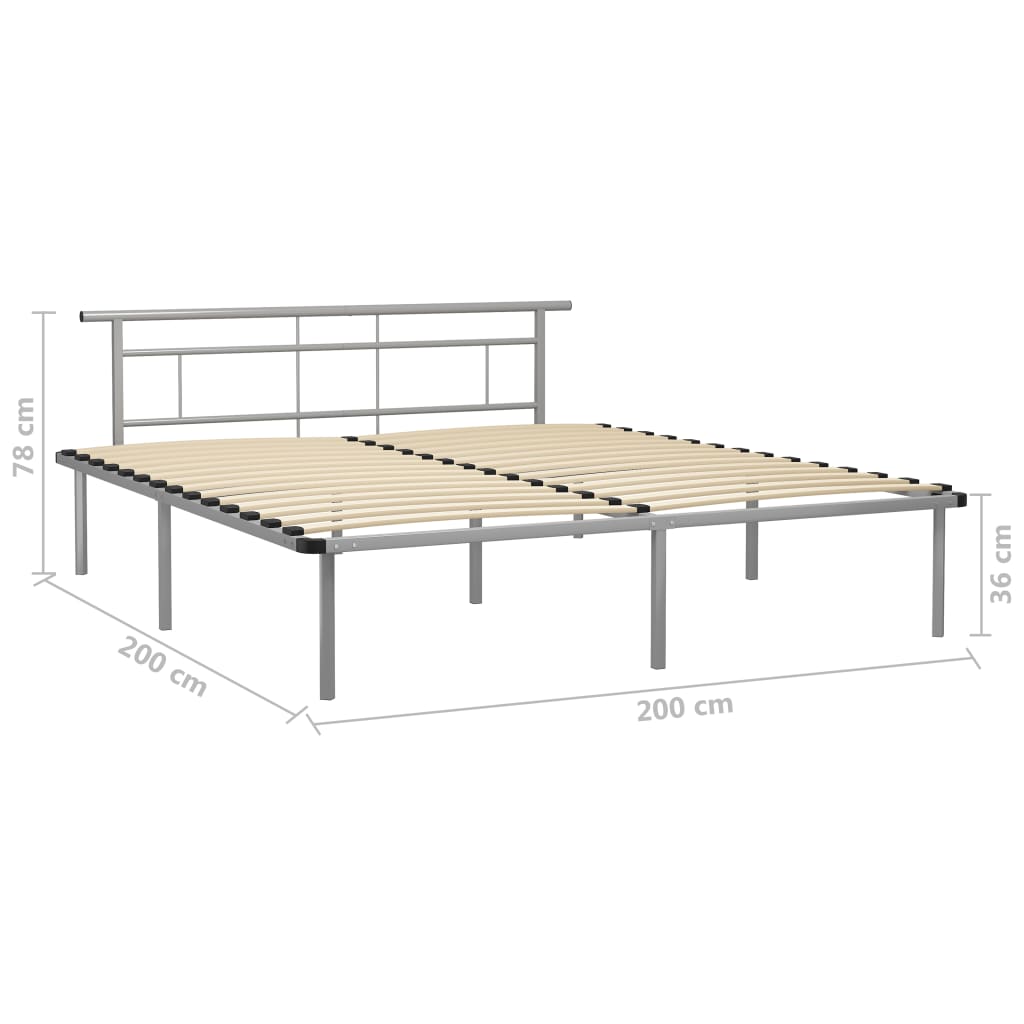 Bettgestell Grau Metall 200x200 cm