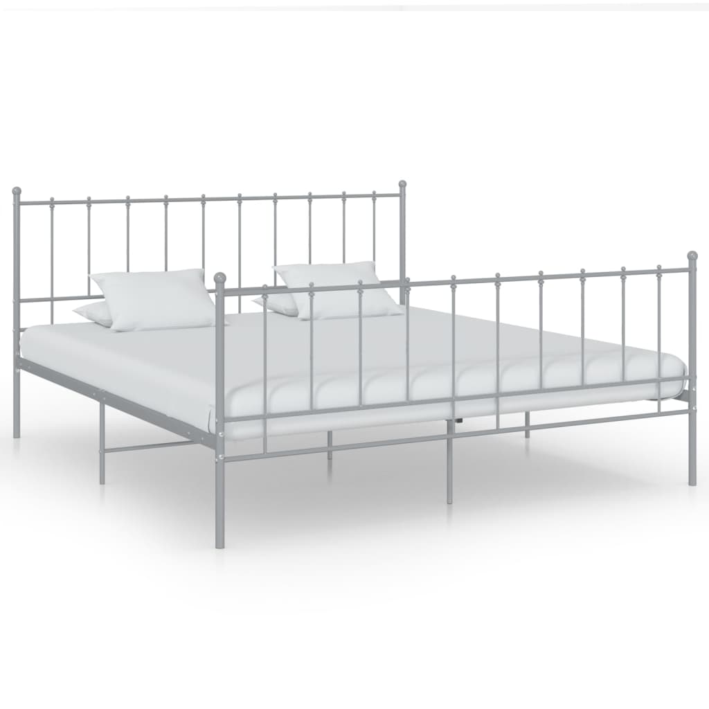 Bett Grau Metall 200x200 cm