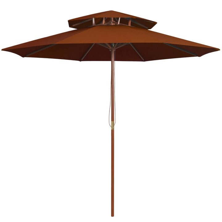 Sonnenschirm mit Doppeldach und Holz-Mast Terrakotta 270 cm