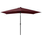 Sonnenschirm mit LEDs und Stahl-Mast Bordeauxrot 2x3 m