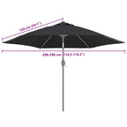 Ersatzbezug für Sonnenschirm Schwarz 300 cm