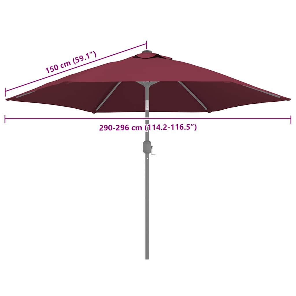 Ersatzbezug für Sonnenschirm Bordeauxrot 300 cm