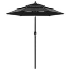 Sonnenschirm mit Aluminium-Mast 3-lagig Schwarz 2 m